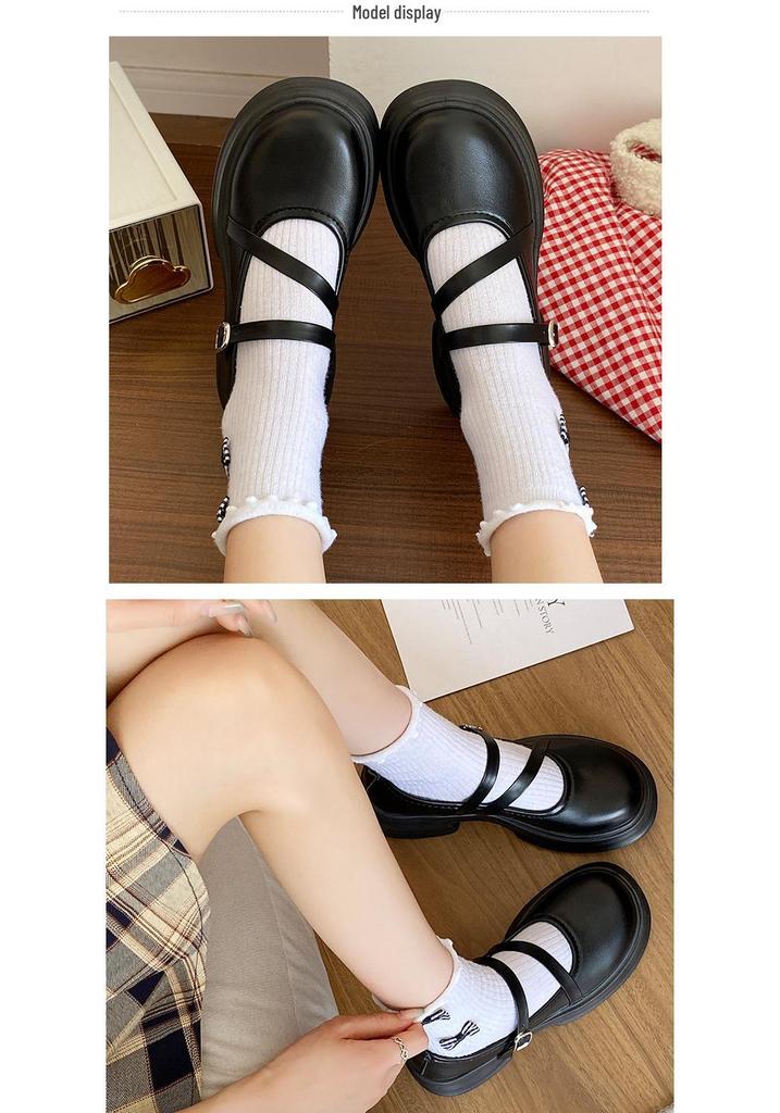 Mary Jane Women's Leather Shoes - 2023 Spring/Summer, Versatile Academy Style, Thick Sole, Low-Cut, Comfortable