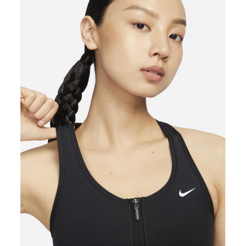 Nike SWoosh Front Zip Medium Support Pad Sports Bra W   Black White  Fn2732 010