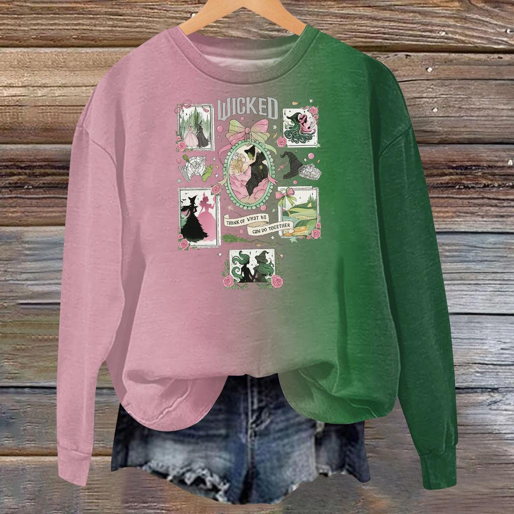 Hanorac larg casual de damă cu mânecă lungă și imprimeu