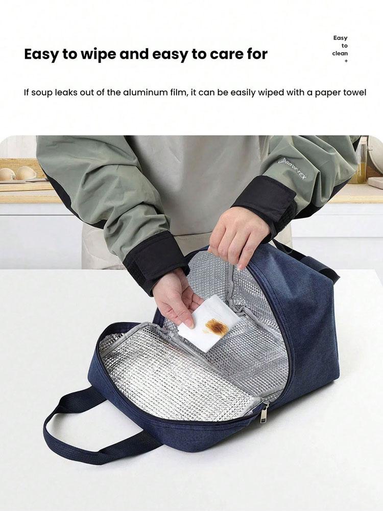 1PC Hand-held Bento Bag, Lunch Bag, Office Worker's Lunch Box, Handbag, Aluminum Foil Cotton Thickened Insulated Bag