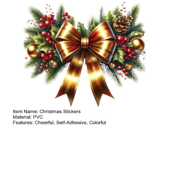 Christmas Stickers Holiday Bow Wreath Decals Removable PVC Stickers for Window Glass Door Holiday Home Decor