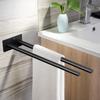 Stainless Steel Towel Holder No Drill Wall Shower Towel Shelf Kitchen Towel Hanger Self Adhesive Double Bar Bathroom Towel Rack