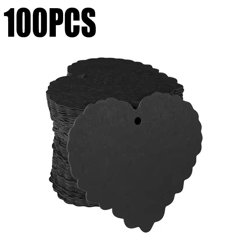 100PCS/Pack Heart Shape Kraft Paper Tags Blank Labeling Tag Hanging Decoration Black White Brown Colors Available DIY Crafts ZYF