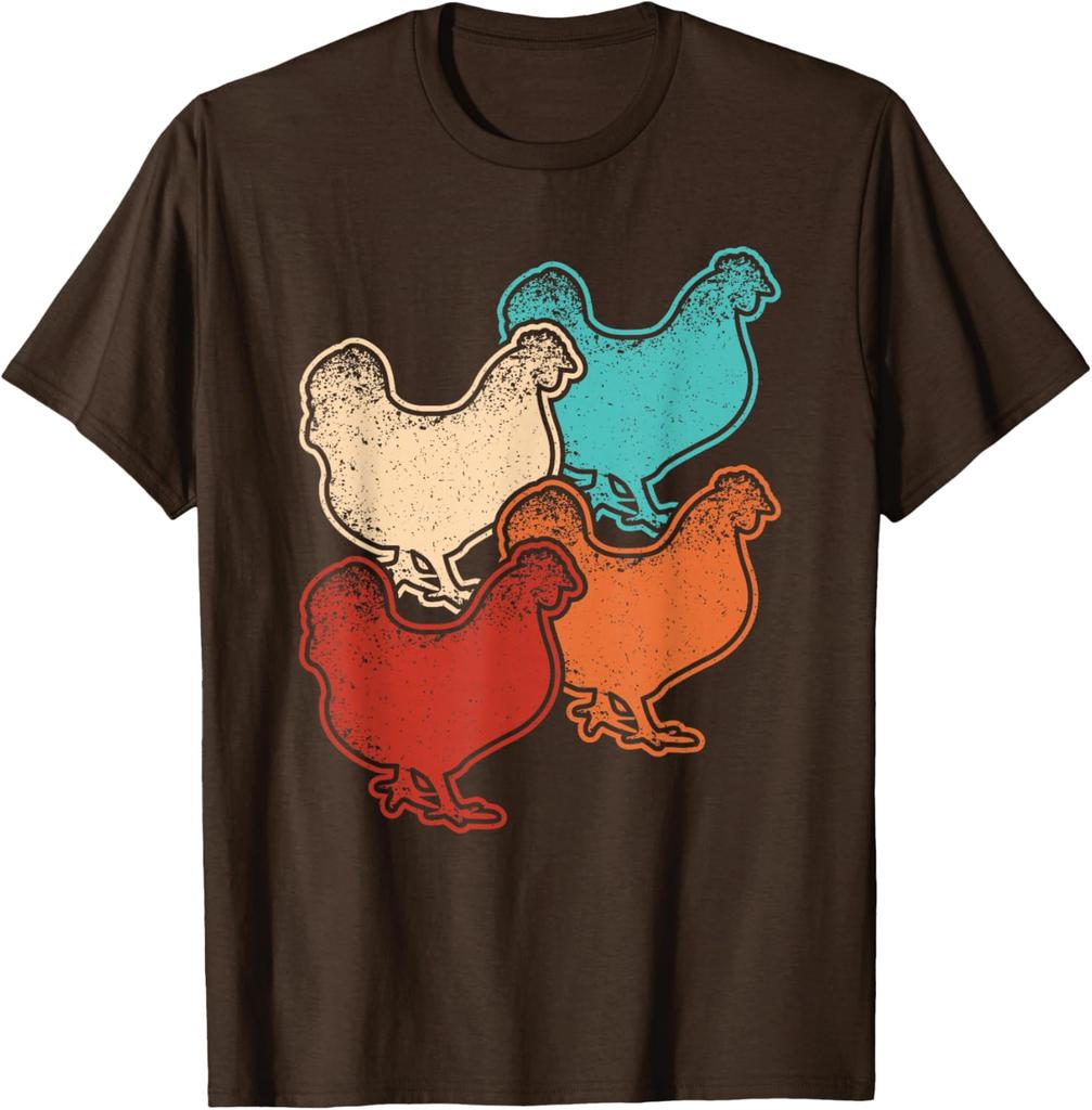 Retro Chicken Graphics Tee Farm Animals Vintage Style Soft Cotton T-Shirt for Men Women