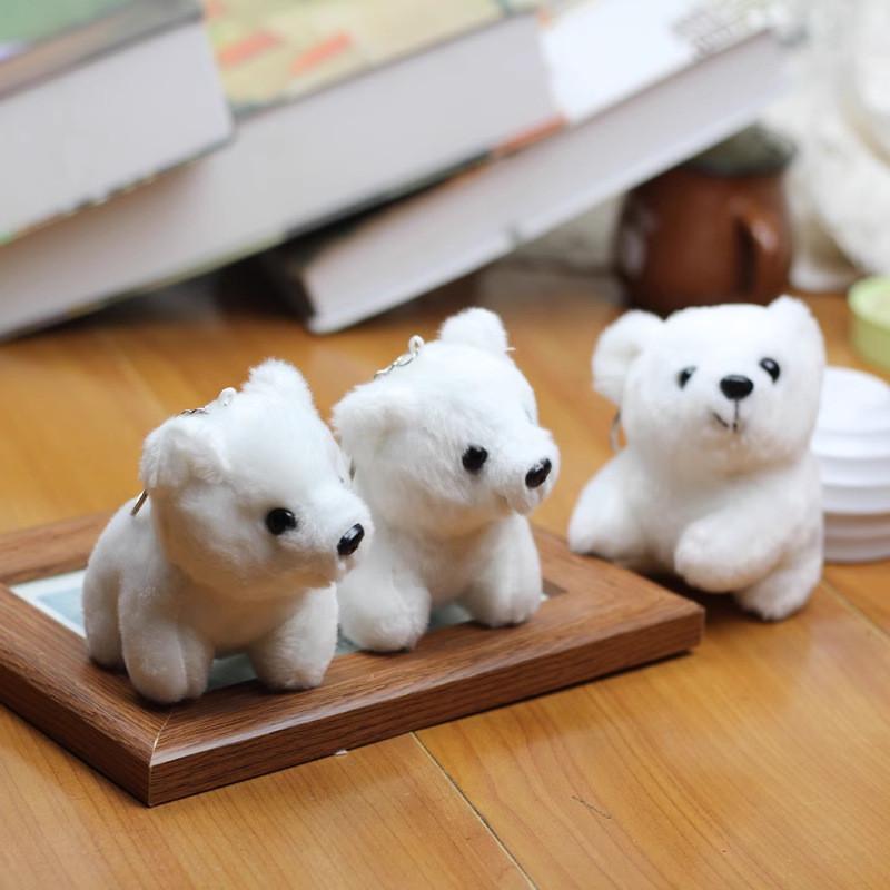 Niedliches Eisbär Plüschtier Schlüsselanhänger Accessoire Flauschiger Weißer Bär Taschenanhänger