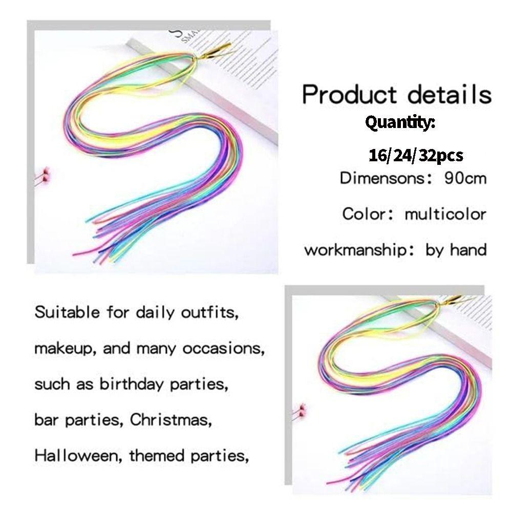 16/24/32 Stück Farbverlauf Bunt Haarsträhnen Regenbogen Flechthaar Wickelsträhne für Zöpfe