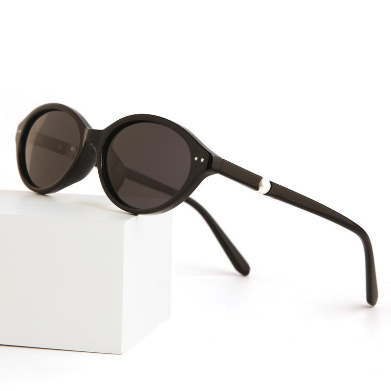 Niche retro oval frame polarized sunglasses female Internet celebrity concave shape versatile anti-ultraviolet sunglasses male