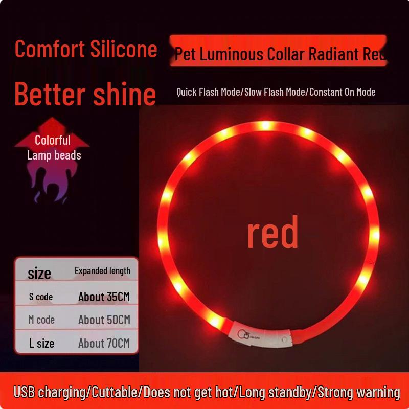 

Перезаряжаемый светящийся ошейник для собаки: Ночник против потери для маленьких, средних и крупных собак S, 35cm, 5-10kg, Adjustable