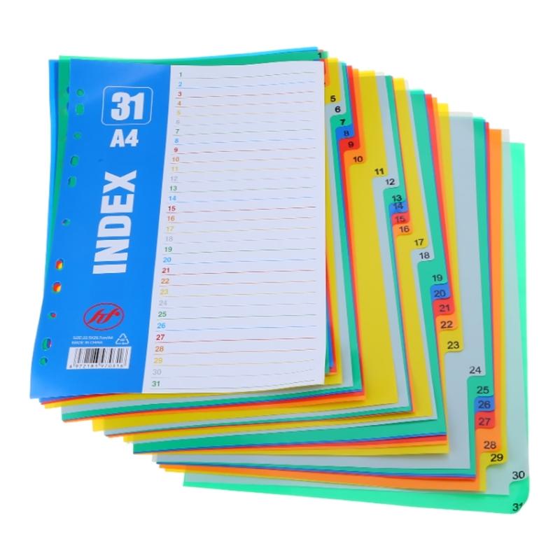 31 Sheets Colorful Folder Dividers Multifunctional Dividers A 4 File Dividers School Office Supplies for Students