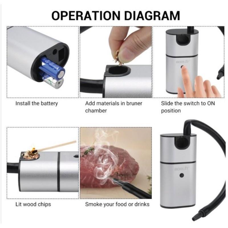 Ruční udírna na studený kouř BBQ koktejl jídlo nápoj molekulární kuchyně stroj přenosný generátor kouře