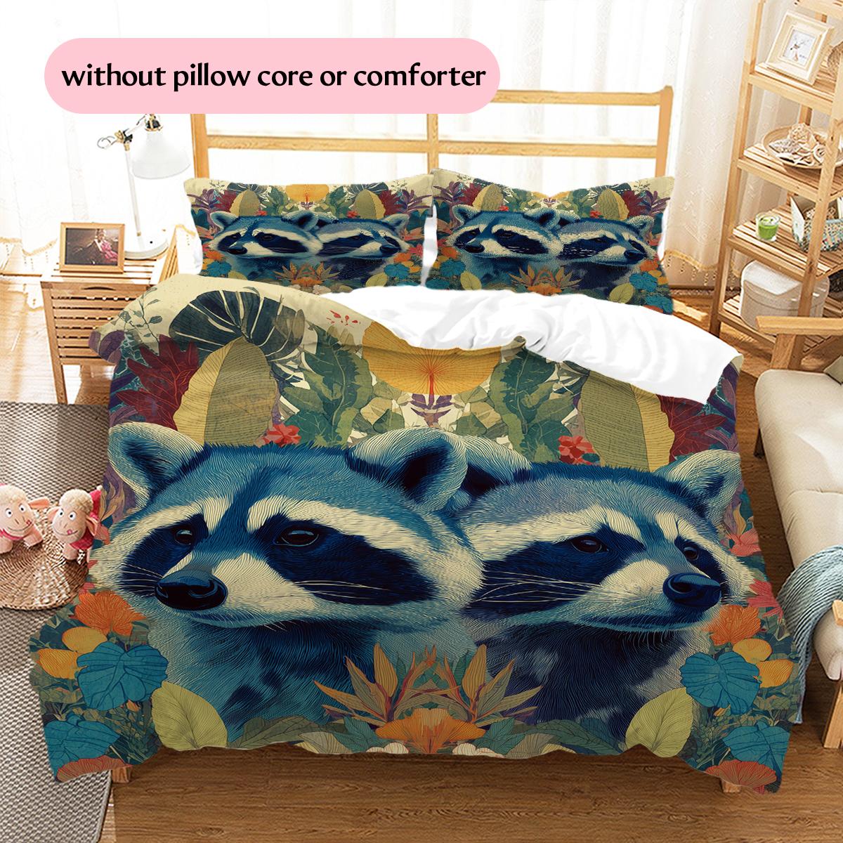 

Two Raccoons Pattern Bedding Home Decoration Birthday Gift (1 * duvet cover + 2 * pillowcase, without core) 135x200cm