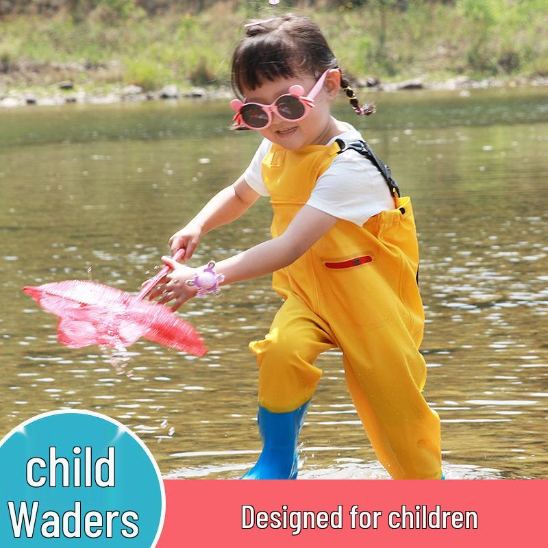 Kids' Waterproof One-Piece Waders for Sand, Water Play, and Rain with Boots