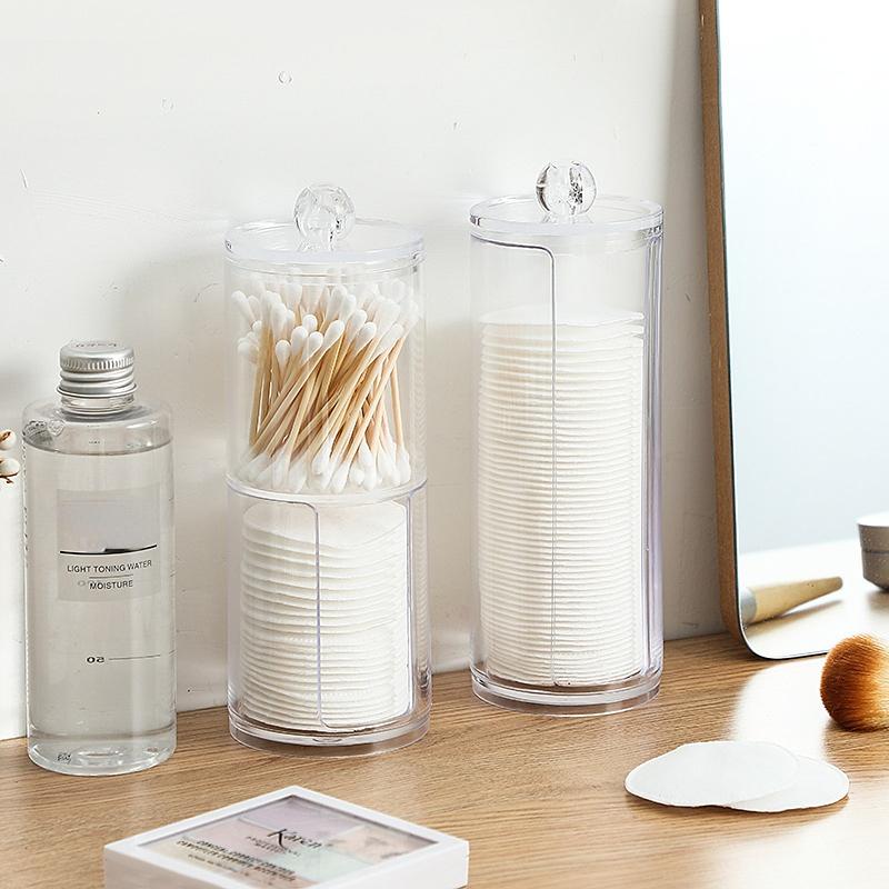 Cosmetic Cotton Ball Desktop Organizer Round Cotton Swab Toothpick Organizer Desktop Organizer
