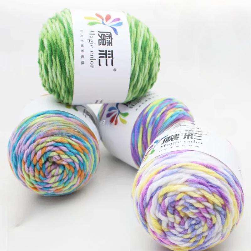 45g Duhová 5pramenná Mléčná Bavlna Segmentově Barvená Příze Je Vhodná pro DIY Šály Oblečení Šál Ruční Pletení