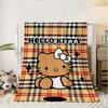 Cute Throw Blanket for Sofa Luxury Blankets Kawaii Cat Hellos Checkered Pattern Home Interior Fluffy Plaid Microfiber Bedding
