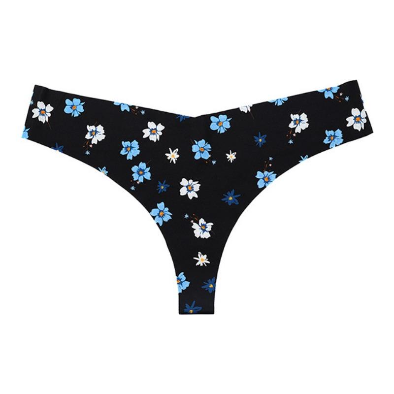 Sexy Leopard Seamless Underwear Women's Ice Silk Breathable Sports Pure Cotton Crotch Antibacterial Women's Thong Panties