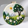CHENISTORY 20x20cm Frame With Wool Felting Painting Kit Landscape Funny Diy Felt Crafts Package Felt Needle For Home Decoration