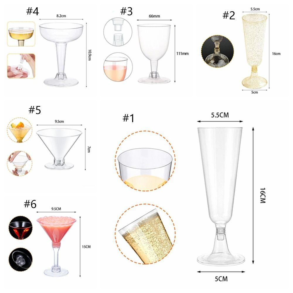 10pcs Durable Champagne Glass Clear Red Wine Glass Plastic Champagne Flute Goblet  Party Favors