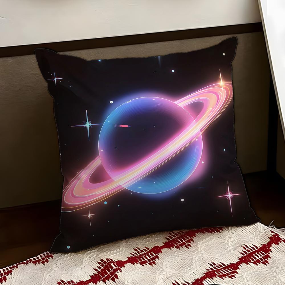 Orbiting Cartoon Planet Cushion Cover Reversible Soft Durable Pillow Cover Home  Car MultiScene Use for Daily Comfort