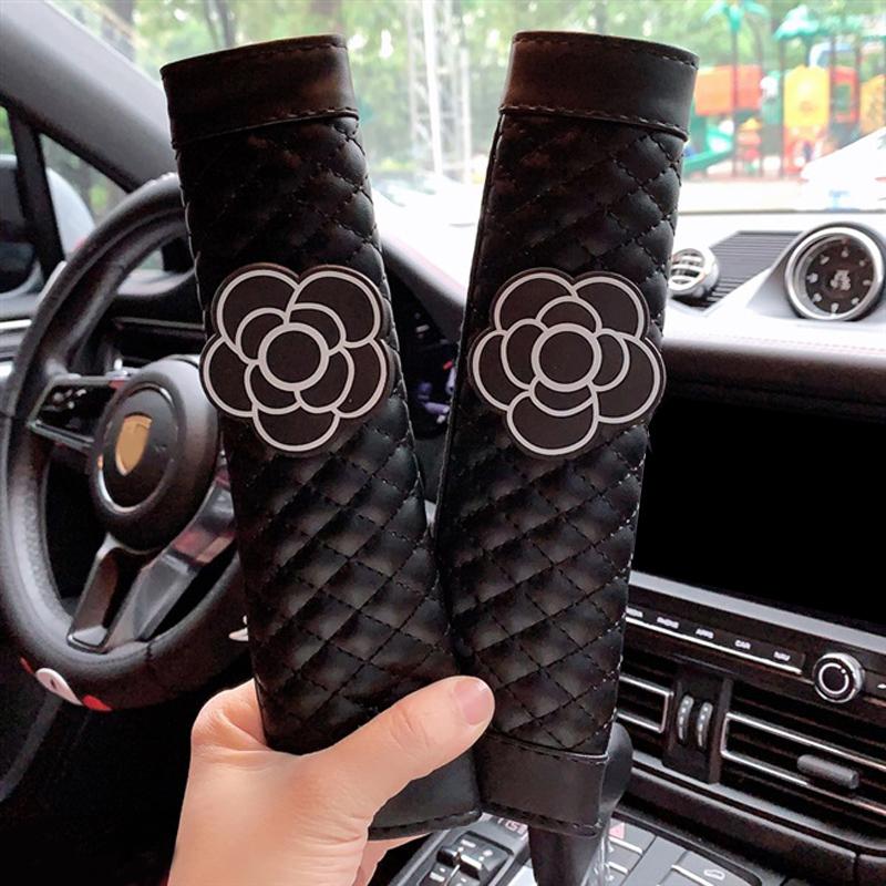 1PC Quality Soft Plush Bowknot Car Neck Pillow Auto Headrest Seat Support Waist Pillows Camellia Flower Car Interior Accessories