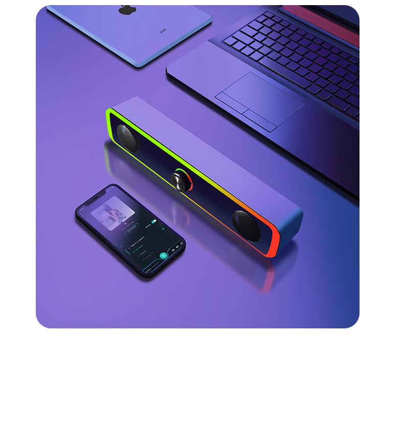 Kompakter Bluetooth-Multi-Device-Lautsprecher mit kabelgebundenem Subwoofer für Desktop, Telefon und Laptop