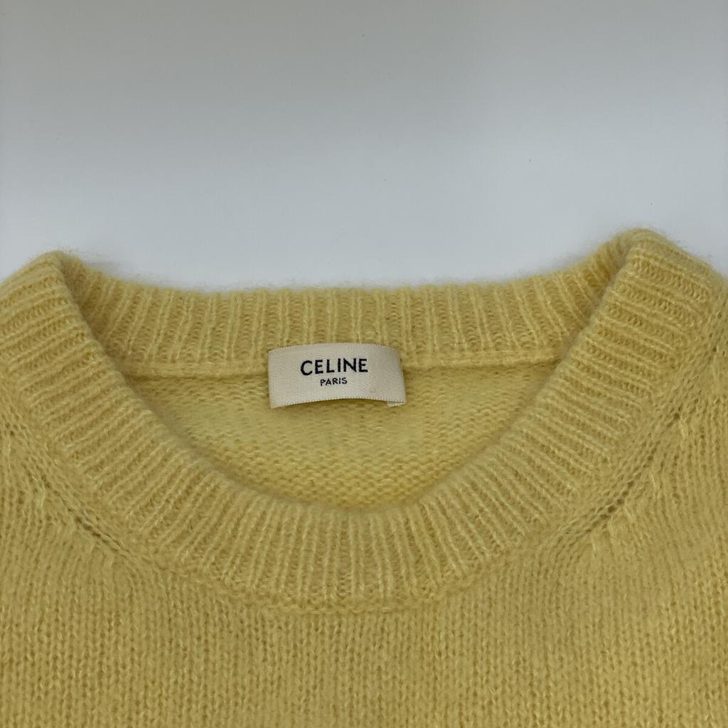 Celine 2A21L739M Eddie Yellow Cashmere Silk Crew Neck Knit Sweater Tops M yellowUsed