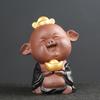 1PCS Handmade Purple Clay Tea Pet Ornaments Lucky Pig Statue Animal Tea Figurine Boutique Tea Decoration Accessories Crafts