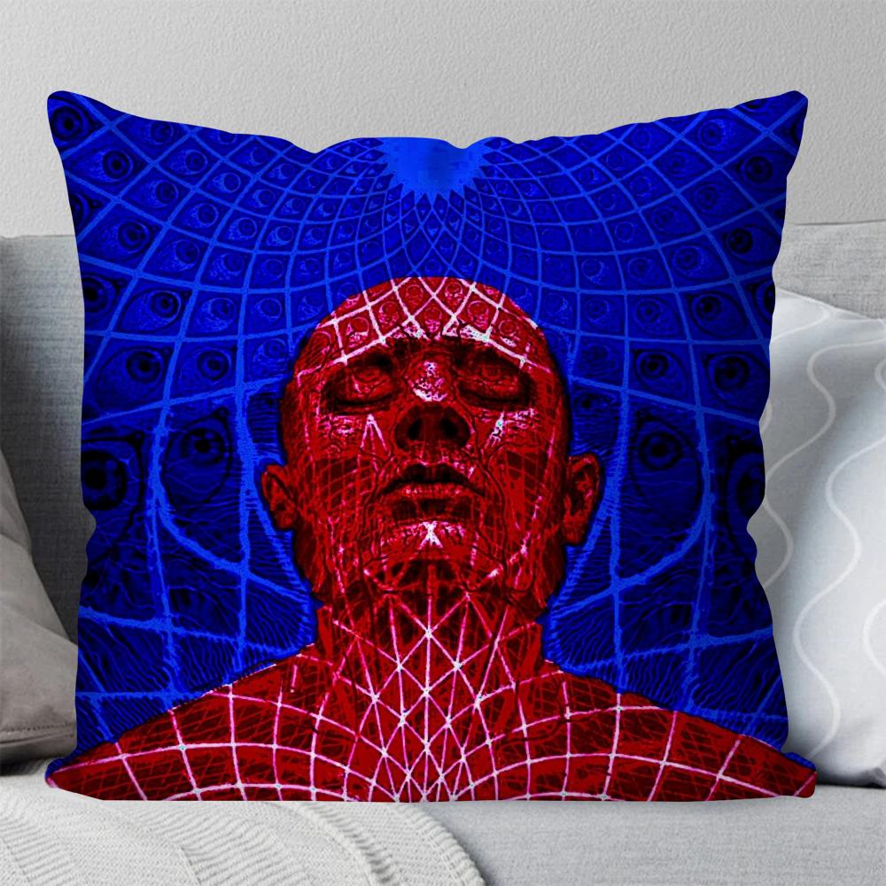 A- Alex Gray Trippy Psychedelic Pillow Case Square Pillow Bedroom Sofa Leisure Comfort Cushion Living Room Home Decoration 40X40
