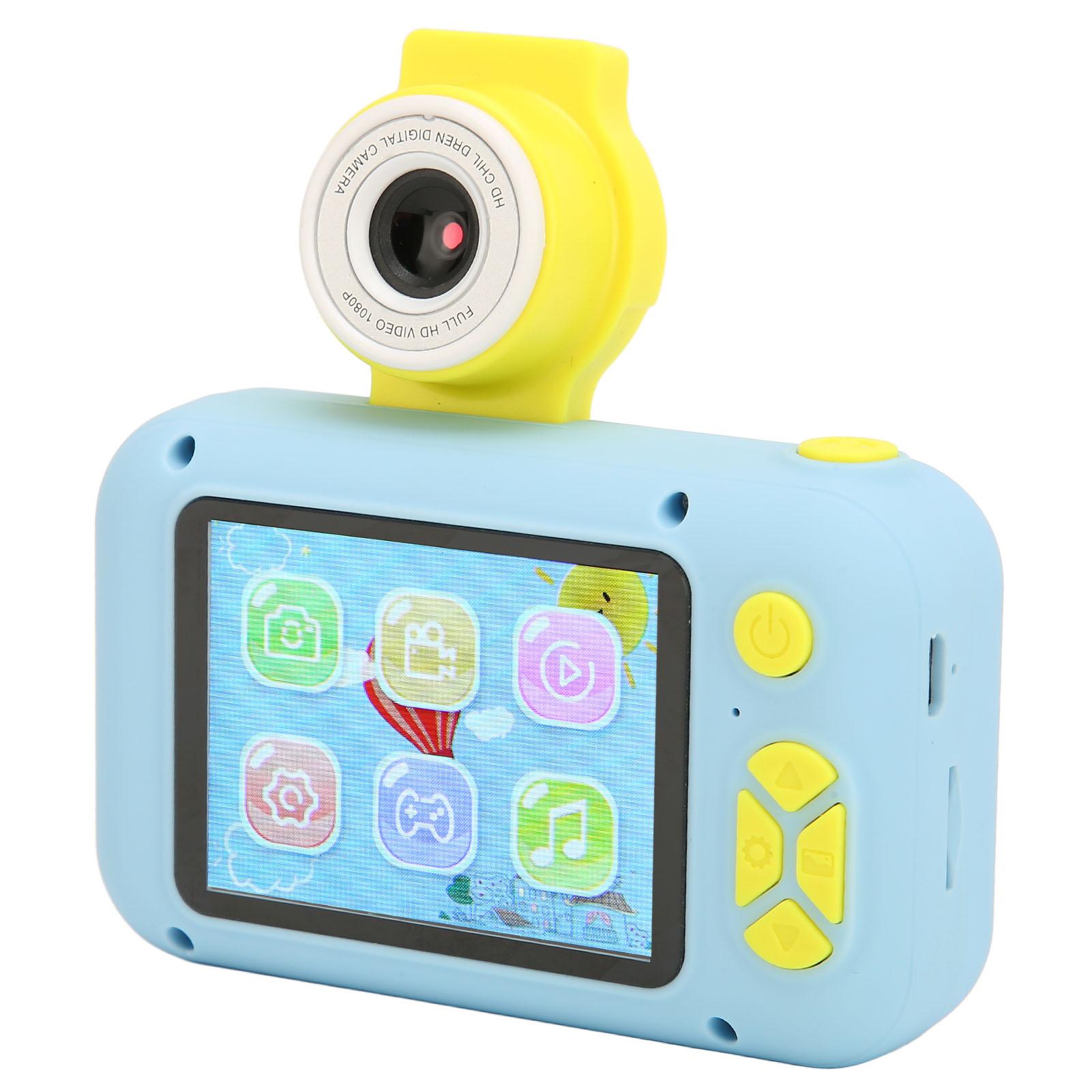 

2.4-дюймовая детская цифровая камера 1080P 180-градусная поворотная камера для фото и видео игр многофункциональная HD-селфи синий