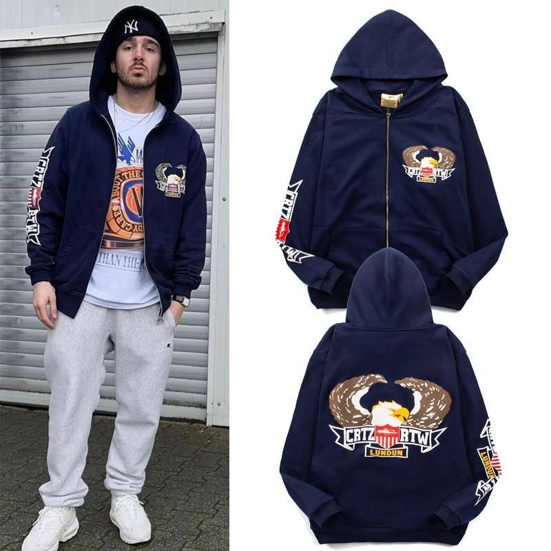 American Streetwear Devil Island Print Fleece Hoodie Loose Casual Sweatshirt Youth