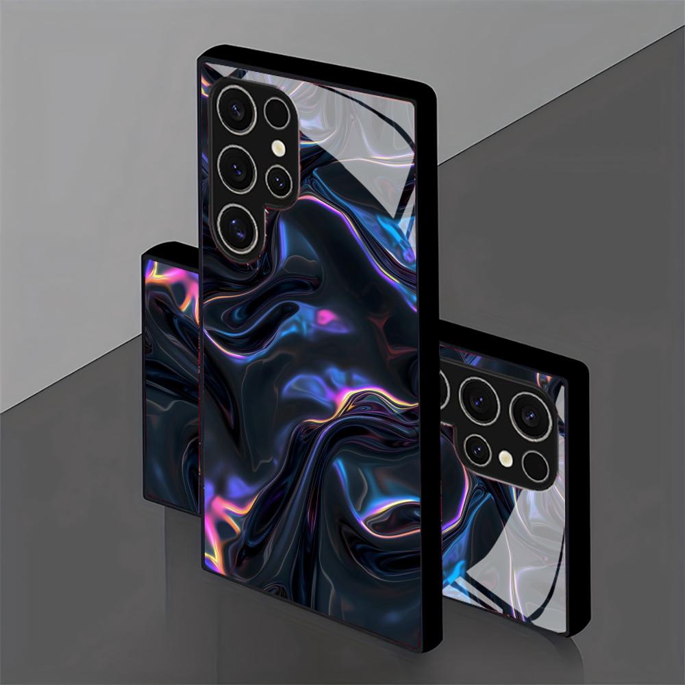 Flowing Light Pattern glass Phone Case For Samsung Galaxy S26 S25 S24 S22 S23 Ultra S21 S20 Plus 5G  Non-Slip Full Cover