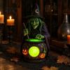 Witch Lantern Decoration Halloween Gothic Lantern, Resin Tabletop Decor with Warm Glow, Spooky Centerpiece Decorative for Shelf Desk