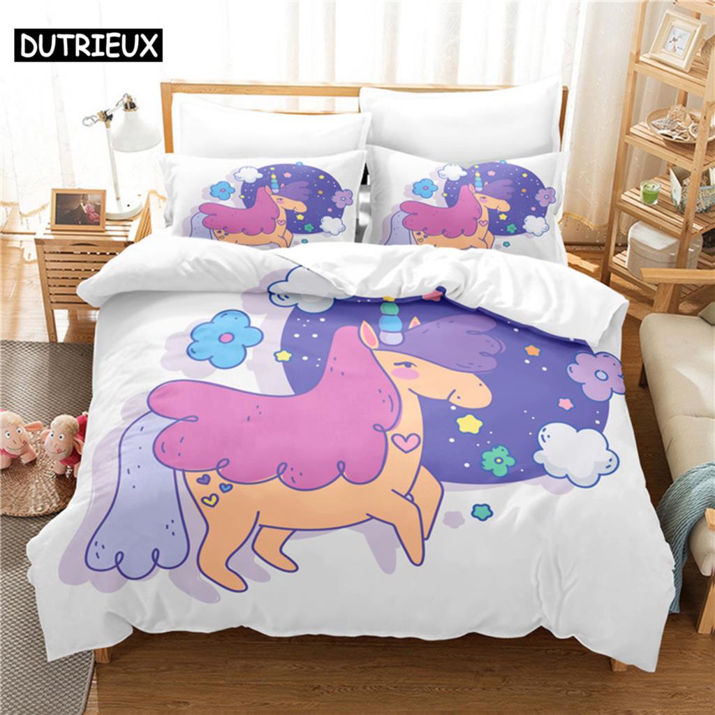 

Comforter Lucky Unicorn Bedding Set 3D Bedding Digital Printing Queen Size Bedding Set Fashion Design Comforter (quilt)-EU Single(135*200cm)3pcs