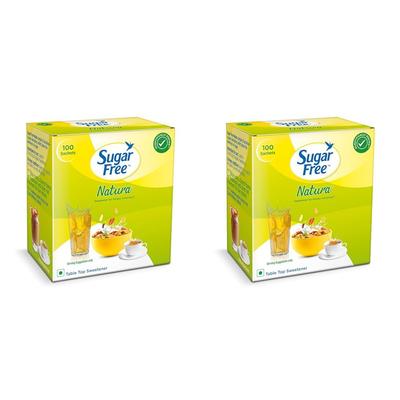 Sugar Free Natura Zero Calorie Sweetener 100 Sachets Pack of 2 | Equivalent To 1Kg Sugar | Heat-Stable, Safe & Sweet 75g