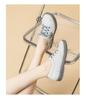 Women's White Leather Slip-On Sneakers - Spring/Autumn, Soft Sole, Butterfly Design, Casual Flats, Plus Sizes Available