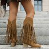 Women's Fringed Cowgirl Boots Concert Western Boot 2025 Spring Summer Vintage Cowboy Boots for Women Pointed Toe Mid-calf Boots