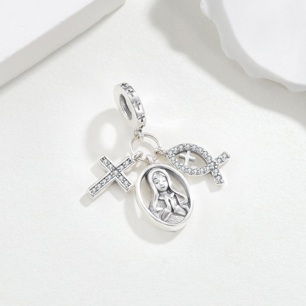Copper Charm Cross Jesus Fish Pendant Piece For Original Bracelet Jewelry Diy Jewelry Piece Holiday Decoration Lady Stylish Party