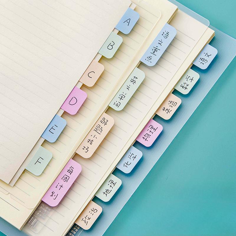 4Pcs A5/B5 Binder Color PET Translucent Index Sticker Student Notebook Sort Label Index Tabs Book Marker Writable Sticky Notes