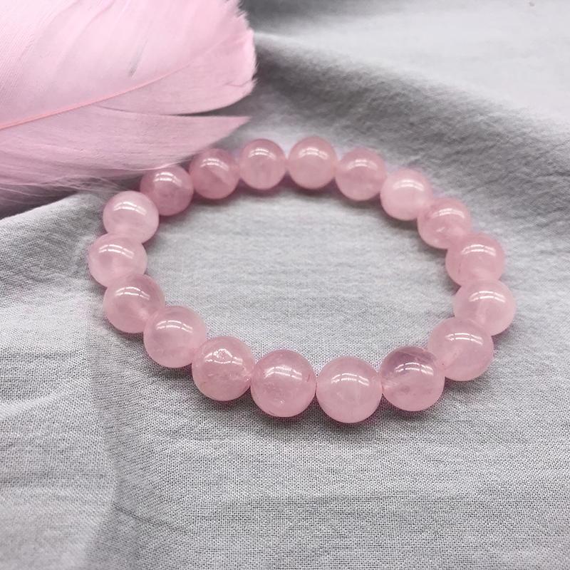 Pink Rose Powder Crystal Quartz Natural Stone Streche Bracelet Elastic Cord Pulserase Jewelry Beads Lovers Woman Gift