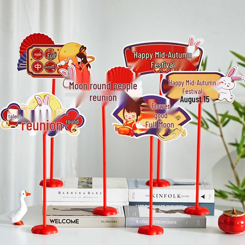 2025 Mid-Autumn Festival & National Day Cat Decor Sign for Shopping Mall & Store Counter Display