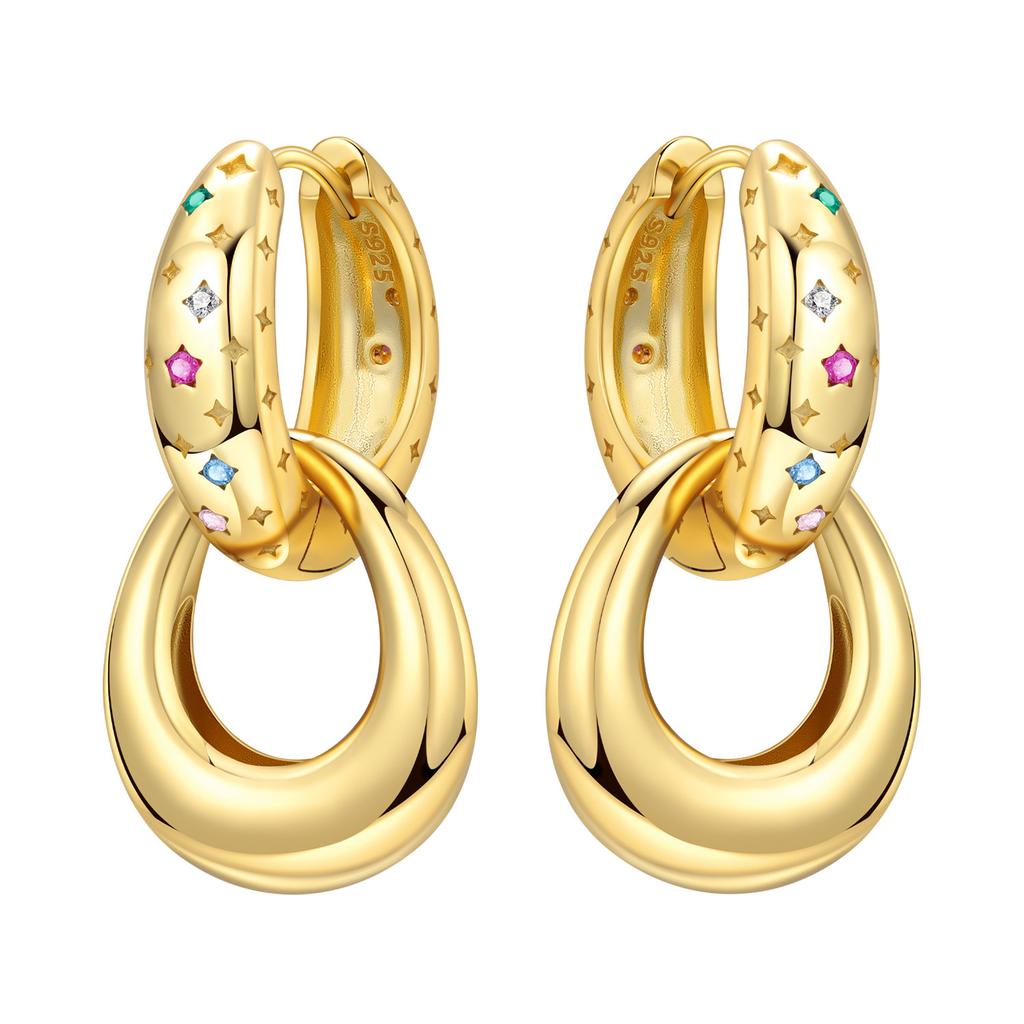 925 Silver Mysterious Star Moon Earrings Jewelry Versatile Hoop Earrings For Women Jewelry Birthday Party Fine Gifts