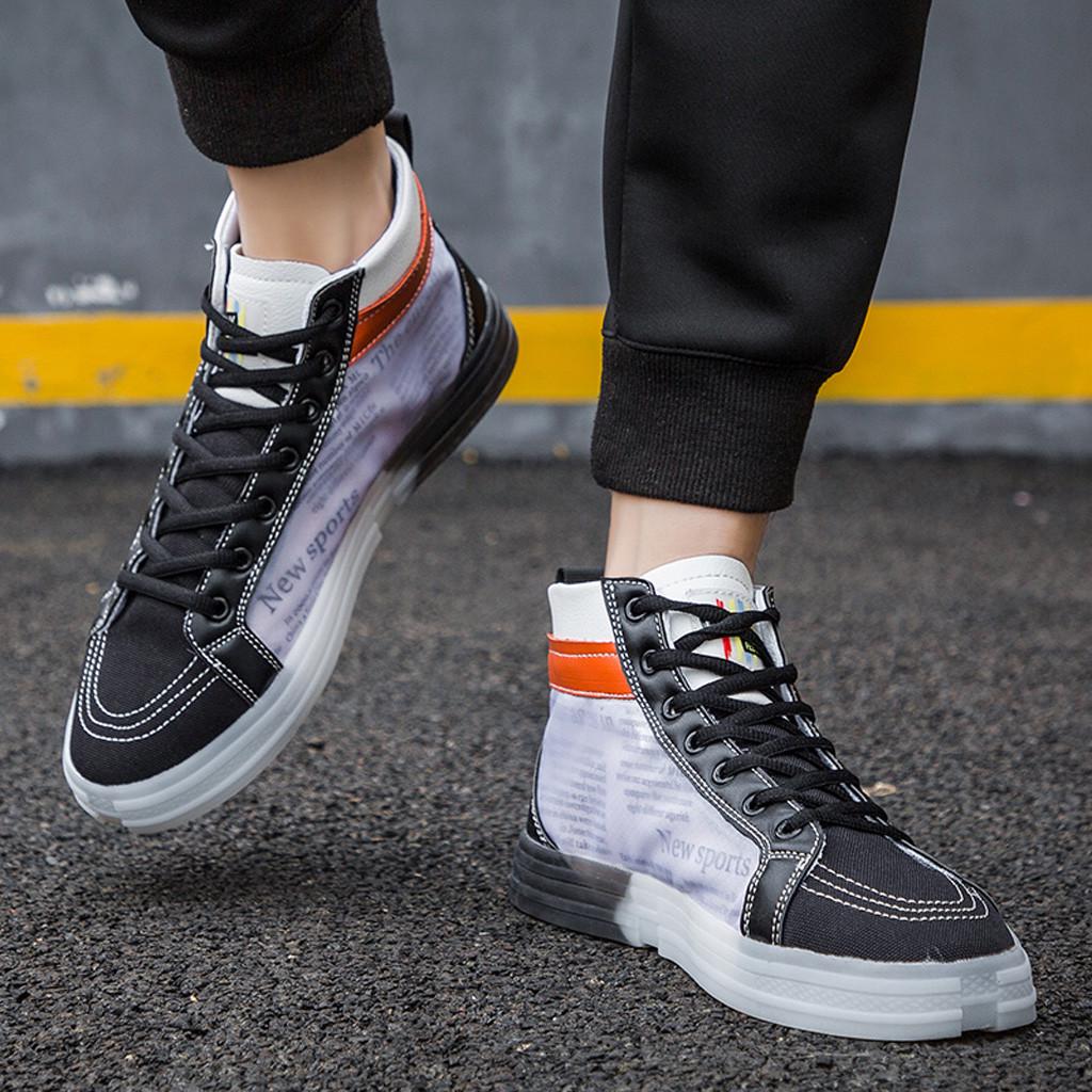 

LR Мужские высокие повседневные дышащие парусиновые туфли с кристаллической подошвой в тон цвета 41 чёрный