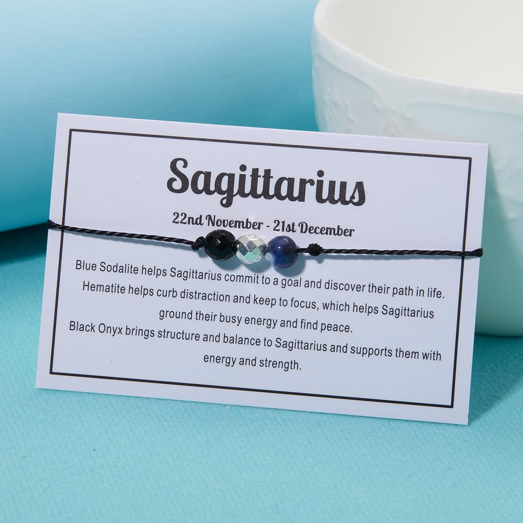 12 Constellation Bracelet Crystal Beads Rope Chain Bracelets for Women Zodiac Sign Libra Aries Wish Card Birthday Jewelry Gifts