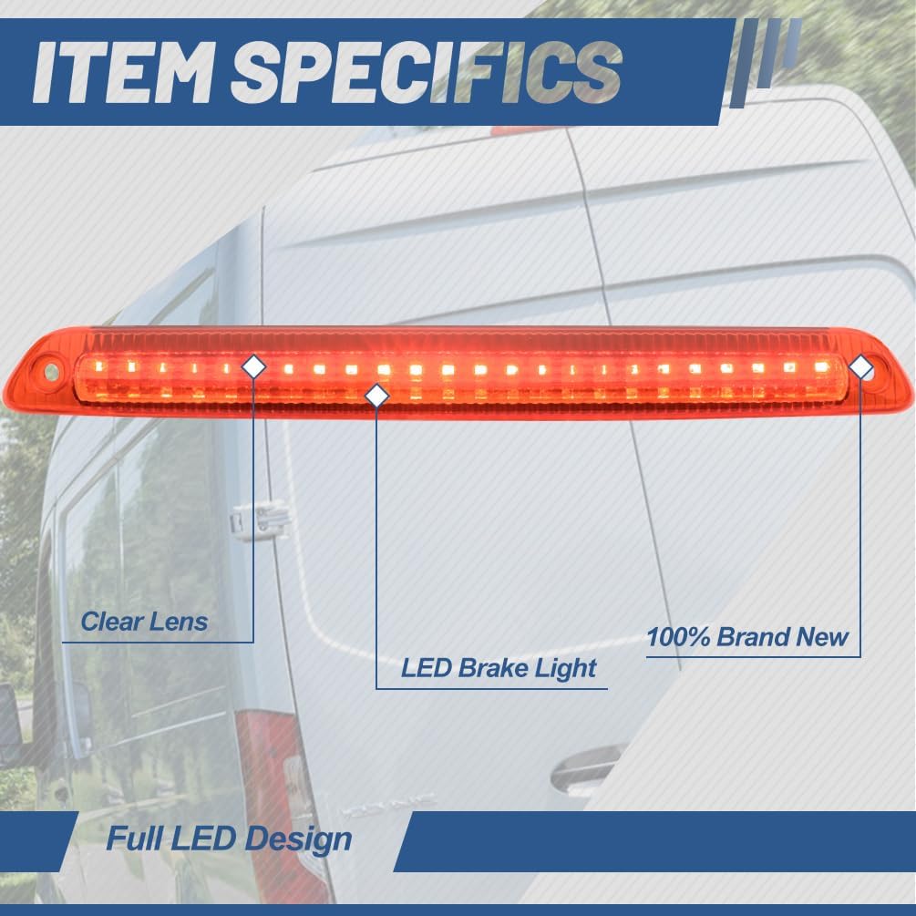 NJSBYL LED 3rd Brake Light for Sprinter 2500 3500, 2007-2023 MercedesBenz, Dodge, Freightliner High Mount Stop Braking Signal Lamps