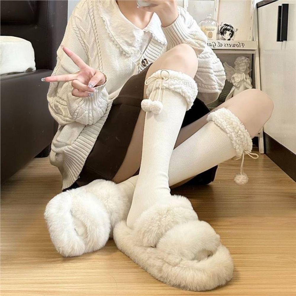 Șosete casual tricotate pentru vițel, bumbac pufos, lungi până la genunchi, șosete lungi pentru femei, șosete noi