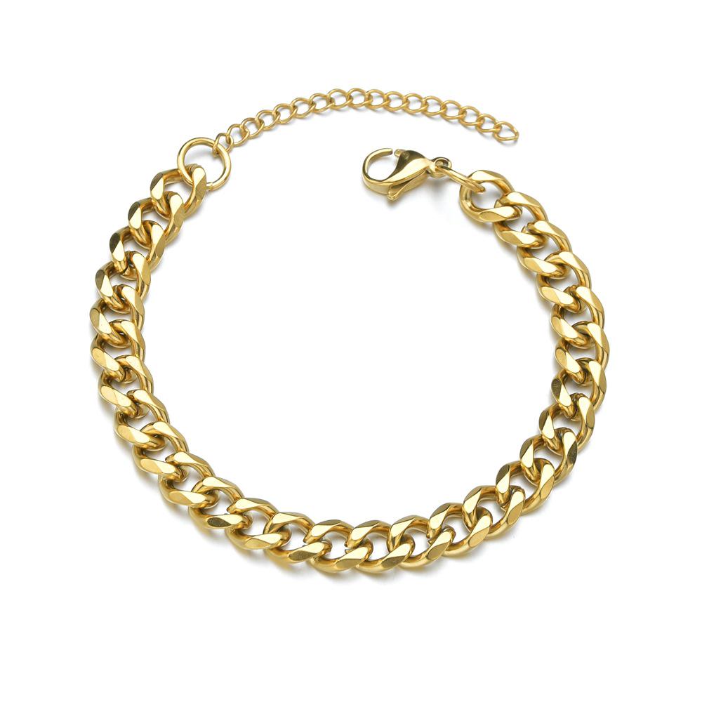 Europäisches Hip-Hop-Titan-Sechsseitiges Cuban-Link-Armband: Trendiger Retro Herrenschmuck aus Edelstahl