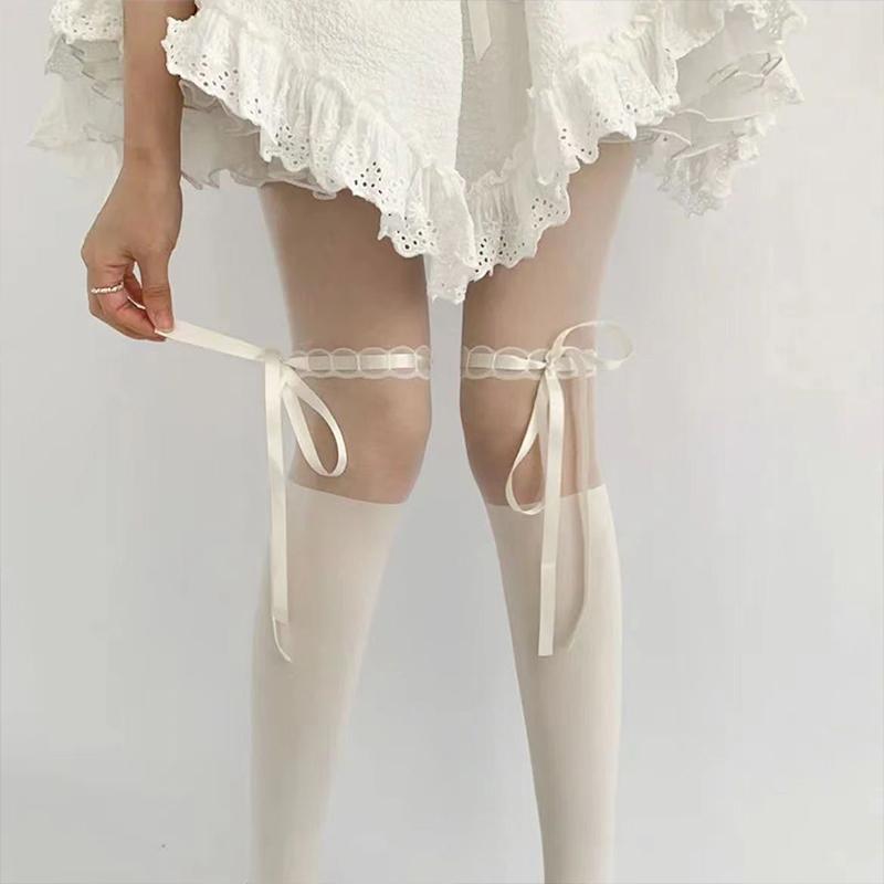 Sexy High Cut Schwarze Fliege Strumpfhose Dünne und Vielseitige Strumpfhose Basissocken Fliege Spitze Schwarz Strümpfe