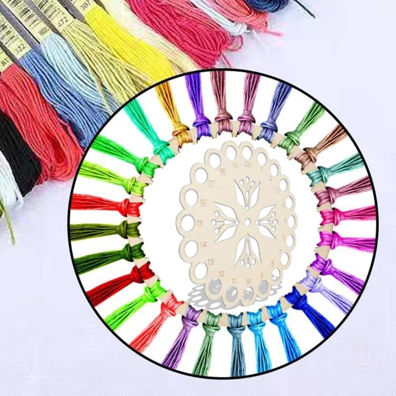 4Pieces Wood Stitching Thread Holder Disc Numbered Embroidery Floss Thread Organiser Embroidery Thread Dispenser Disc