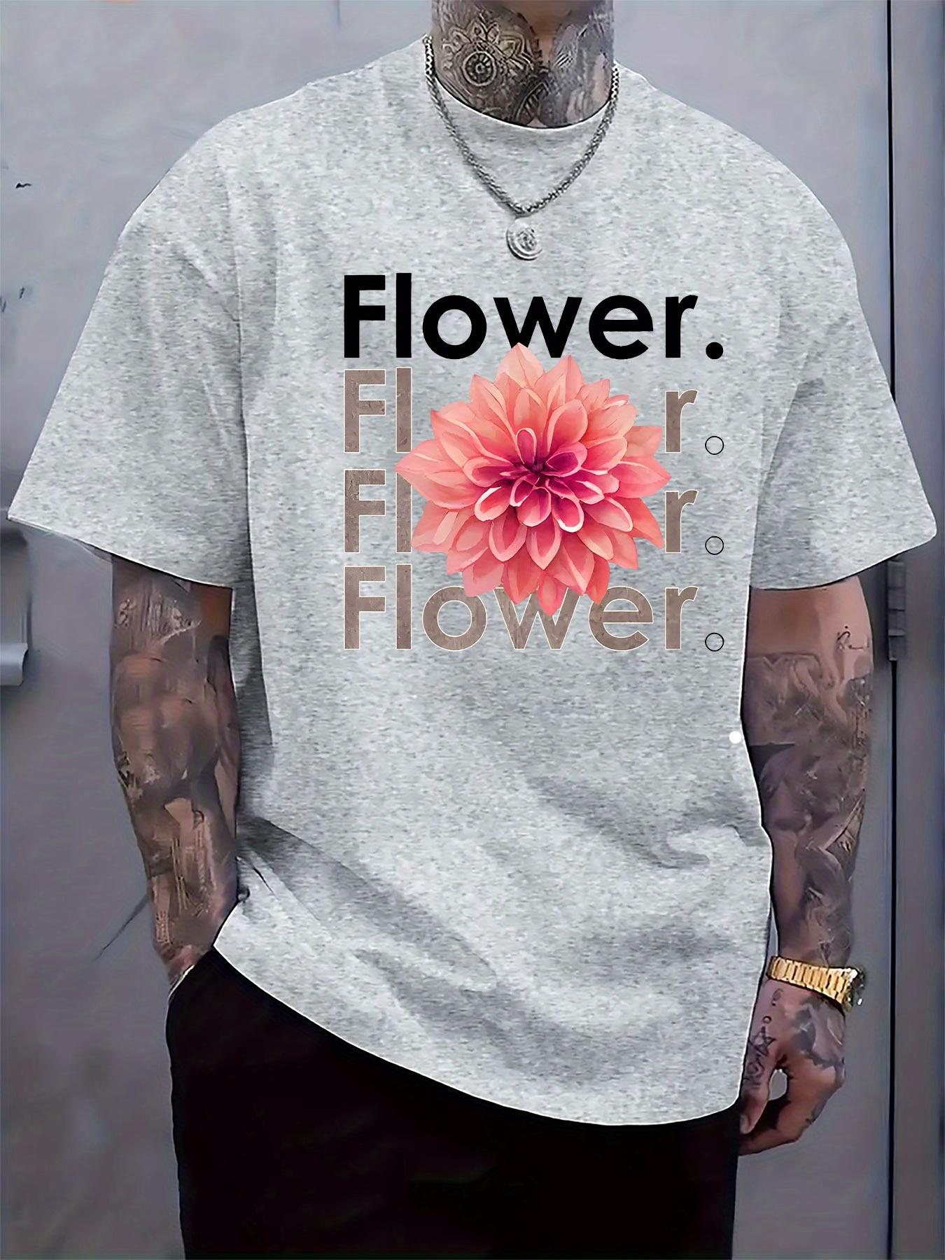 Casual Crew Neck T-shirt with Vibrant Flower Print - Short Sleeve S