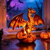 Handmade Three Dimensional Figures Halloween Pumpkin Night Light, Resin LED Dragon Tabletop Lamp, Witch Dark Fairy Tale Table Lamps Hat Black Cat Crow